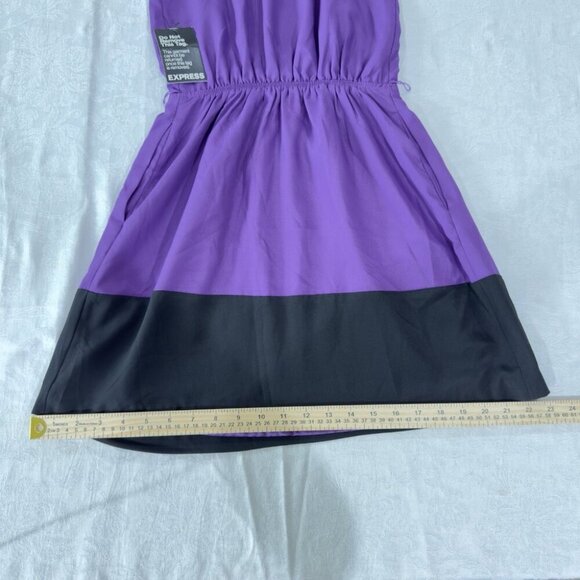 EXPRESS X-Small Purple & Black Sleeveless Keyhole Elastic Waist Dress (XS 0-2) - Picture 8 of 11